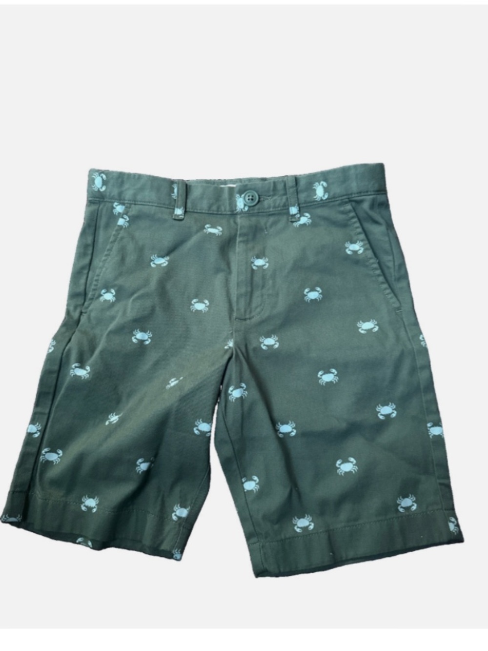 J Crew Boys Critter Crab Chino Shorts Size 6,7,8, New Dark Olive Green